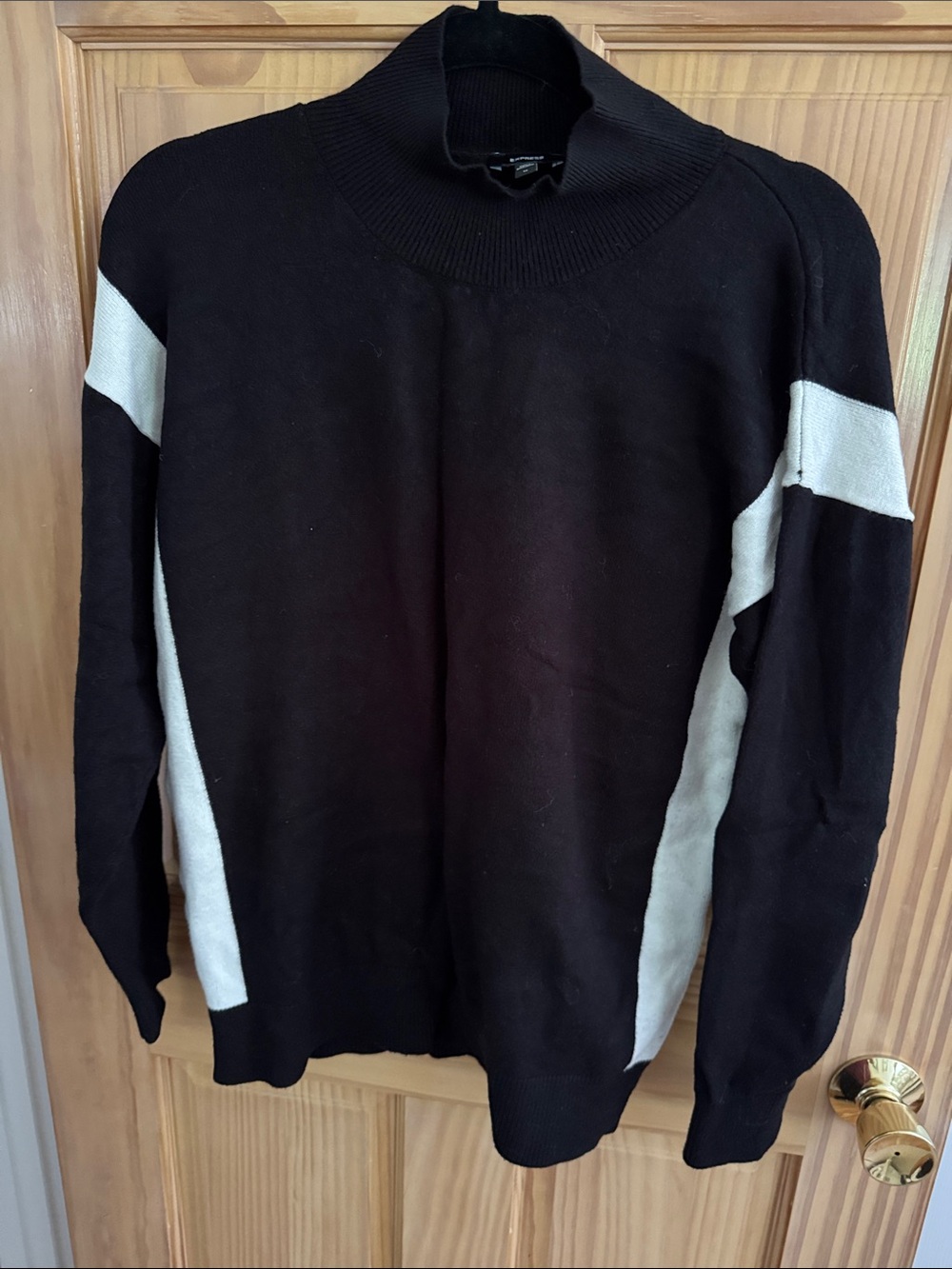 Express Black Turtleneck Sweater with White Panels